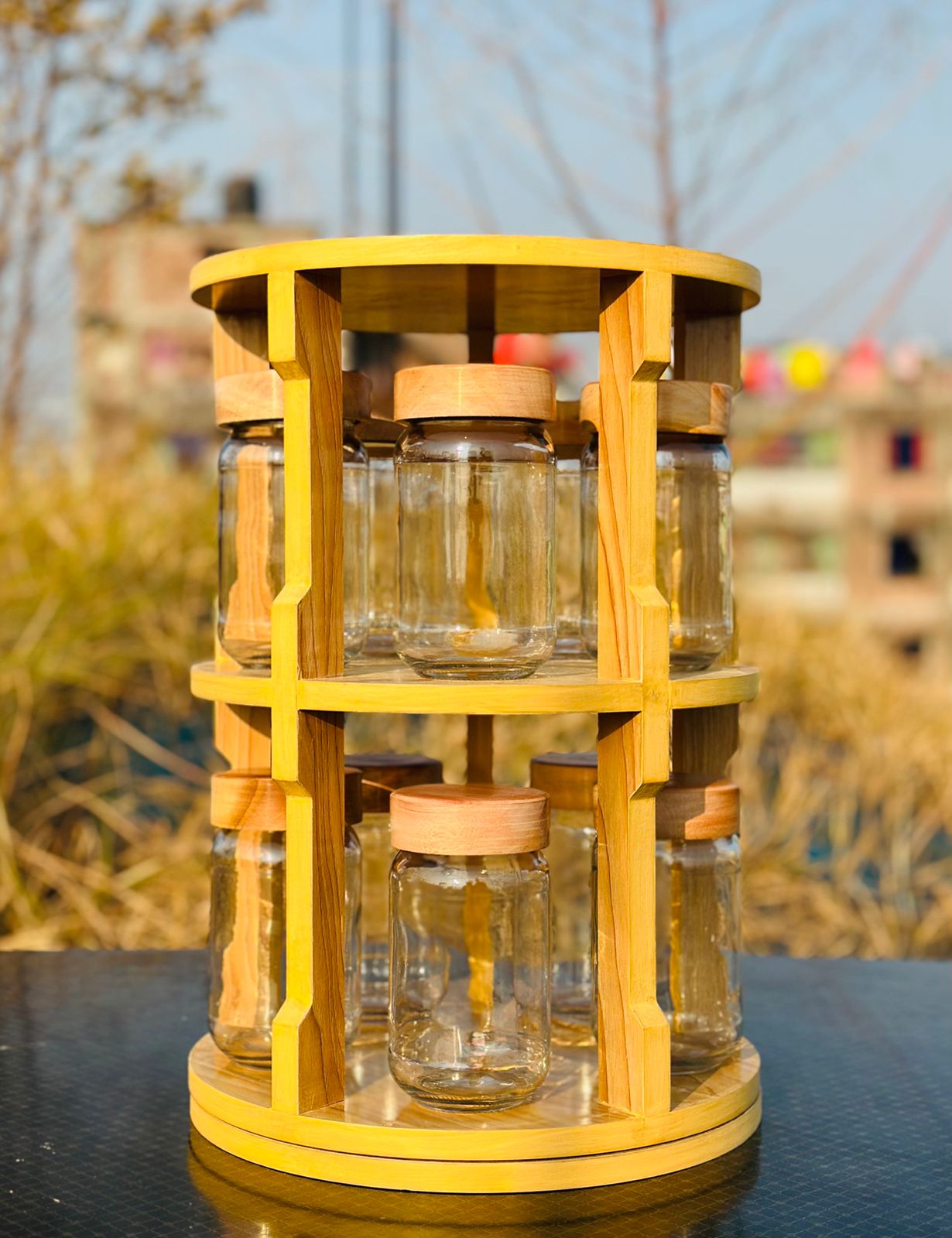 ১০ পিস এয়ারটাইট কাচের জার প্লাস স্ট্যান্ড সহ