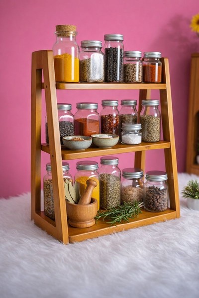 কাঠের তৈরি মশলা রাখার স্ট্যান্ড