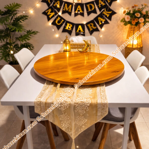 প্রিমিয়াম মেহেগুনি কাঠের ৩৬০° ঘূর্ণায়মান টেবিল টপ। ( কাঠ কালার )