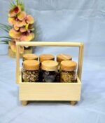 প্রিমিয়াম কাঠের স্ট্যান্ড সাথে (৬পিস 500ML কাচের জার ফ্রি)