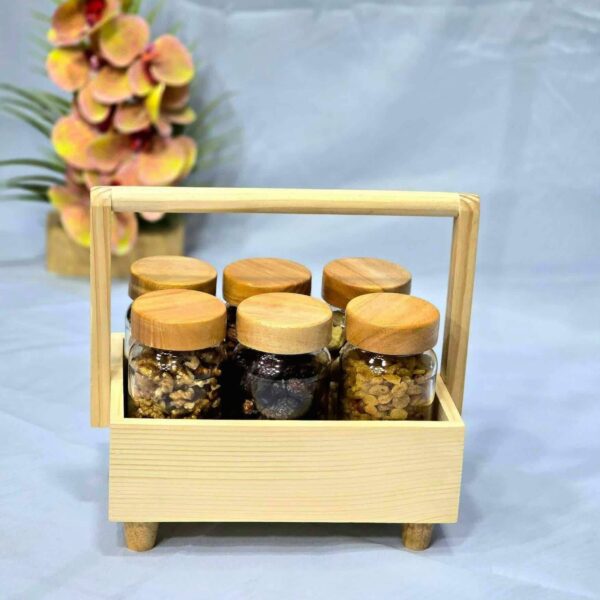 প্রিমিয়াম কাঠের স্ট্যান্ড সাথে (৬পিস 500ML কাচের জার ফ্রি)